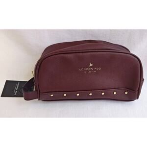 NWT London Fog Nora Studded Plum Cosmetic Case Toiletry Bag Zipper 9 X 5‎ X 3